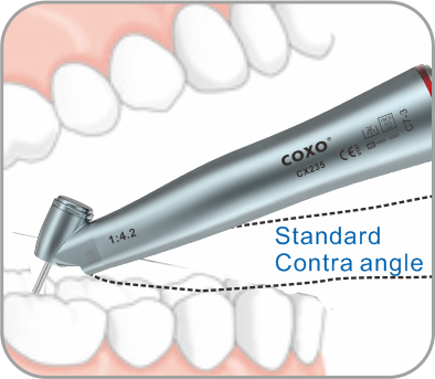 COXO®歯科用増速（1 : 4.2）ライト付き45°コントラアングル